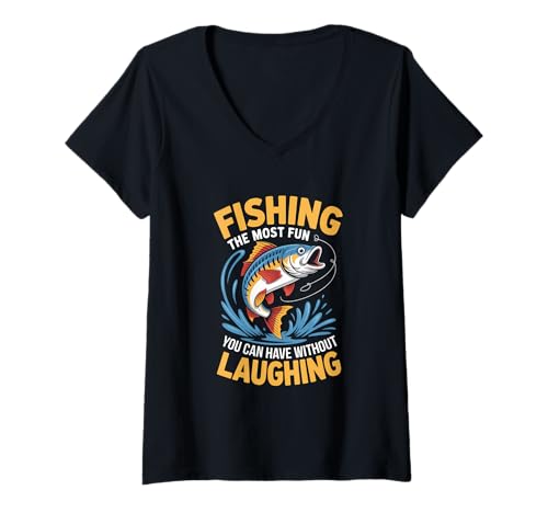 Damen Angeln ist der größte Spaß, den Sie haben können T-Shirt mit V-Ausschnitt von Cool Fishing Fanatics