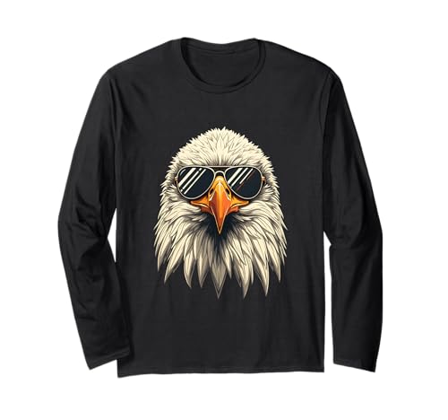 Cooler Weißkopfseeadler mit Sonnenbrille Damen Herren Kinder Langarmshirt von Cool Freedom Bald Eagle Design