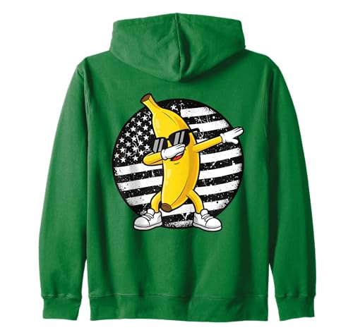 Dabbing Banana Retro Amerikanische Flagge Bananenliebhaber Kinder Jungen Kapuzenjacke Dabbing Banana Retro Amerikanische Flagge Bananenliebhaber Kinder Jungen Kapuzenjacke von Cool Funny Banana Squad Cartoon Fruit T-Shirt