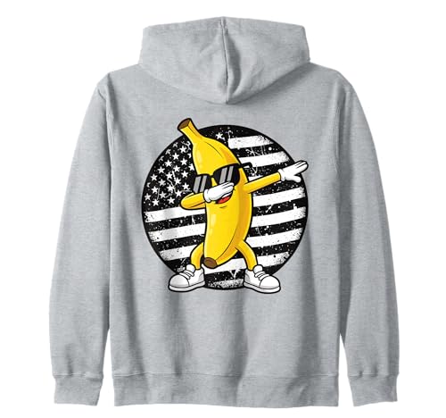 Dabbing Banana Retro Amerikanische Flagge Bananenliebhaber Kinder Jungen Kapuzenjacke Dabbing Banana Retro Amerikanische Flagge Bananenliebhaber Kinder Jungen Kapuzenjacke von Cool Funny Banana Squad Cartoon Fruit T-Shirt