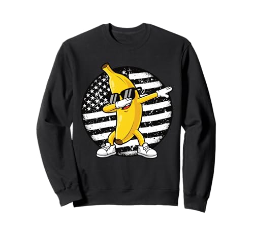 Dabbing Banana Retro Amerikanische Flagge Bananenliebhaber Kinder Jungen Sweatshirt Dabbing Banana Retro Amerikanische Flagge Bananenliebhaber Kinder Jungen Sweatshirt von Cool Funny Banana Squad Cartoon Fruit T-Shirt