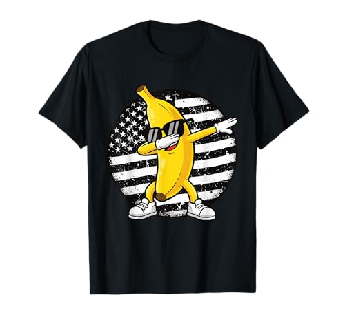 Dabbing Banana Retro Amerikanische Flagge Bananenliebhaber Kinder Jungen T-Shirt Dabbing Banana Retro Amerikanische Flagge Bananenliebhaber Kinder Jungen T-Shirt von Cool Funny Banana Squad Cartoon Fruit T-Shirt