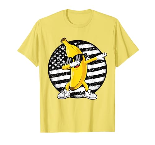 Dabbing Banana Retro Amerikanische Flagge Bananenliebhaber Kinder Jungen T-Shirt Dabbing Banana Retro Amerikanische Flagge Bananenliebhaber Kinder Jungen T-Shirt von Cool Funny Banana Squad Cartoon Fruit T-Shirt