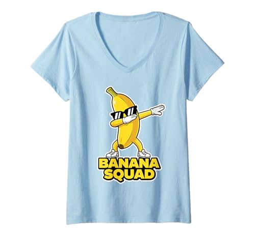 Damen Banana Squad Lustiges Dabbing Banana Food & Dab Fruit für Jungen für Kinder T-Shirt mit V-Ausschnitt Damen Banana Squad Lustiges Dabbing Banana Food & Dab Fruit für Jungen für Kinder T-Shirt mit V-Ausschnitt von Cool Funny Banana Squad Cartoon Fruit T-Shirt