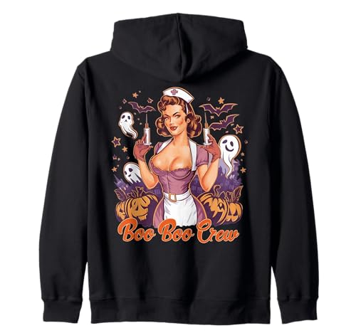 Boo Boo Crew Gruselige Krankenschwester Halloween Frauen Mädchen Krankenschwester Kapuzenjacke von Cool Funny Halloween Costume Creepy Aesthetic Idea