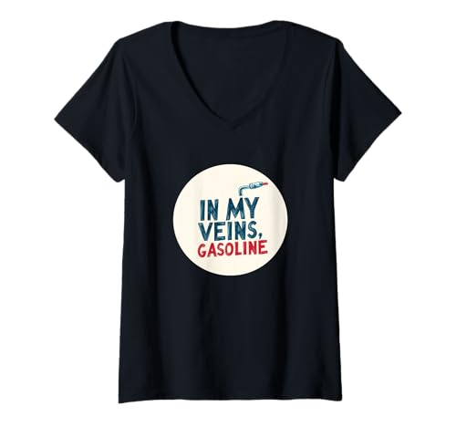 Damen Cooles Kostüm mit In My Veins, Gasoline Speech T-Shirt mit V-Ausschnitt von Cool Gasoline Speech
