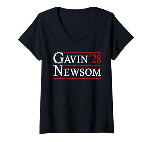 Damen Cool Gavin'28 Newsom, Gavin Newsom für den Präsidenten 2028 T-Shirt mit V-Ausschnitt Damen Cool Gavin'28 Newsom, Gavin Newsom für den Präsidenten 2028 T-Shirt mit V-Ausschnitt von Cool Gavin Newsom'28 Merch 2028