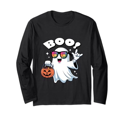 Rock Ghost Retro Halloween Kürbis Ghost Boo Halloween Kinder Langarmshirt Rock Ghost Retro Halloween Kürbis Ghost Boo Halloween Kinder Langarmshirt von Cool Ghost Boo Halloween Kids Girls
