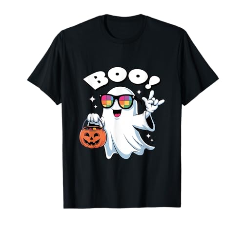 Rock Ghost Retro Halloween Kürbis Ghost Boo Halloween Kinder T-Shirt von Cool Ghost Boo Halloween Kids Girls