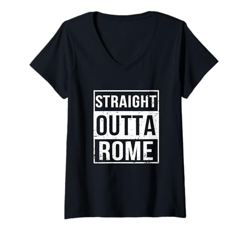 Damen Vintage Funny Straight Outta Rome Italy Italian Europe T-Shirt mit V-Ausschnitt Damen Vintage Funny Straight Outta Rome Italy Italian Europe T-Shirt mit V-Ausschnitt von Cool Gift Ideas for Italians