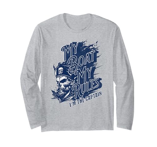Lustiger Boots-Humor für Herren, Bootsliebhaber, Piratenschädel Langarmshirt von Cool Gifts For Boat Owners