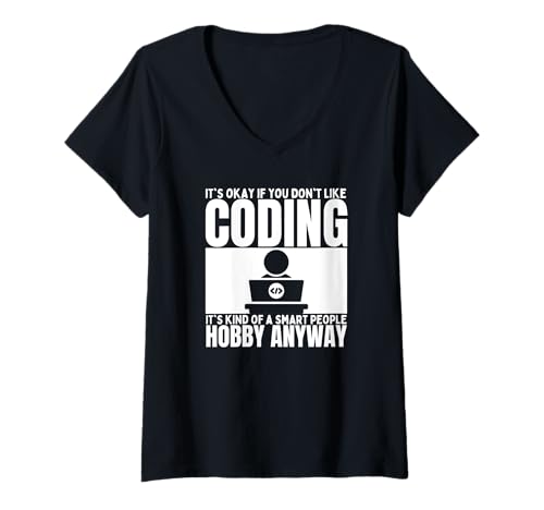 Damen Coding Is For Smart People Programmierer Softwareentwickler T-Shirt mit V-Ausschnitt Damen Coding Is For Smart People Programmierer Softwareentwickler T-Shirt mit V-Ausschnitt von Cool Gifts For Tech Nerds And Coder Gifts