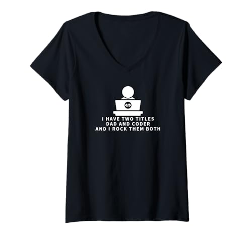 Damen Programmer And Dad Proud Coder Funny Men Softwareentwickler T-Shirt mit V-Ausschnitt von Cool Gifts For Tech Nerds And Coder Gifts