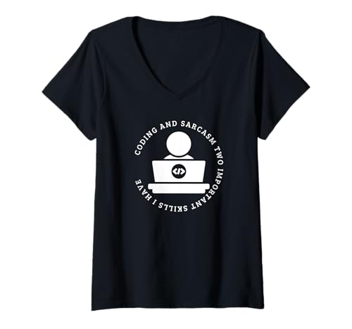 Damen Programmierer für Programmierung und Sarkasmus Lustiger Softwareentwickler T-Shirt mit V-Ausschnitt Damen Programmierer für Programmierung und Sarkasmus Lustiger Softwareentwickler T-Shirt mit V-Ausschnitt von Cool Gifts For Tech Nerds And Coder Gifts