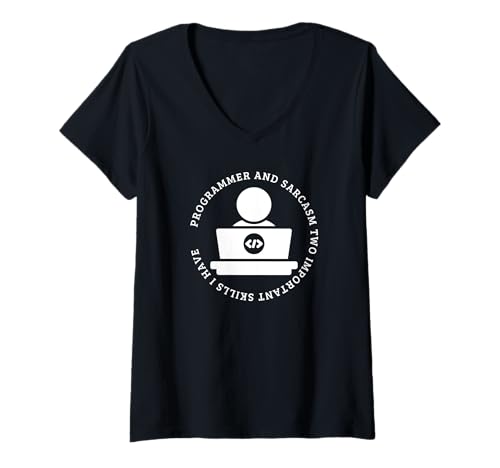Damen Programmierer und Sarcasm Coder Funny Software Engineer T-Shirt mit V-Ausschnitt Damen Programmierer und Sarcasm Coder Funny Software Engineer T-Shirt mit V-Ausschnitt von Cool Gifts For Tech Nerds And Coder Gifts