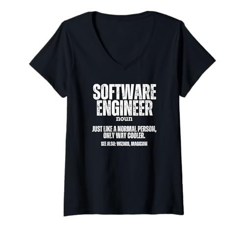 Damen Software Engineer Definition Coder Lustiger Softwareentwickler T-Shirt mit V-Ausschnitt Damen Software Engineer Definition Coder Lustiger Softwareentwickler T-Shirt mit V-Ausschnitt von Cool Gifts For Tech Nerds And Coder Gifts