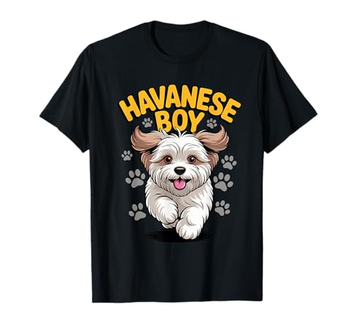 Havanesischer Junge für Herren, niedlicher Cartoon für Hundeväter | Havaneser T-Shirt von Cool Havanese Puppy Cartoon Designs