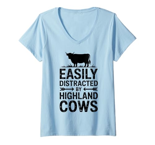 Damen Schottische Hochlandkuh Funny Highland Cow T-Shirt mit V-Ausschnitt Damen Schottische Hochlandkuh Funny Highland Cow T-Shirt mit V-Ausschnitt von Cool Highland Cow Fun Highland Cows Design