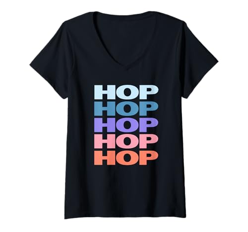 Damen Funny Modern Repeated Text Design Hop T-Shirt mit V-Ausschnitt Damen Funny Modern Repeated Text Design Hop T-Shirt mit V-Ausschnitt von Cool Hop Gift Ideas