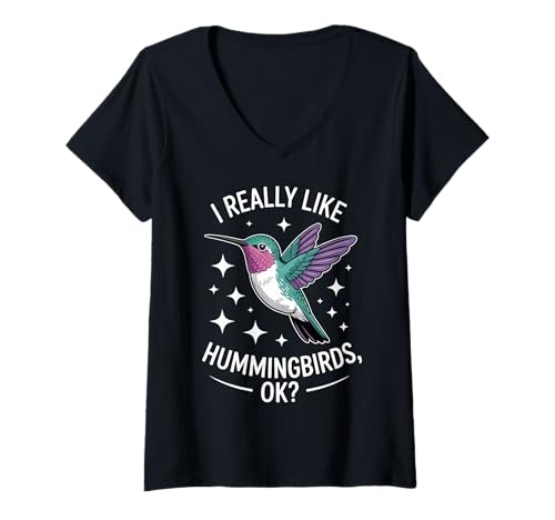 Damen Kolibri Lustiger Kolibri T-Shirt mit V-Ausschnitt Damen Kolibri Lustiger Kolibri T-Shirt mit V-Ausschnitt von Cool Hummingbirds Funny Hummingbird Design