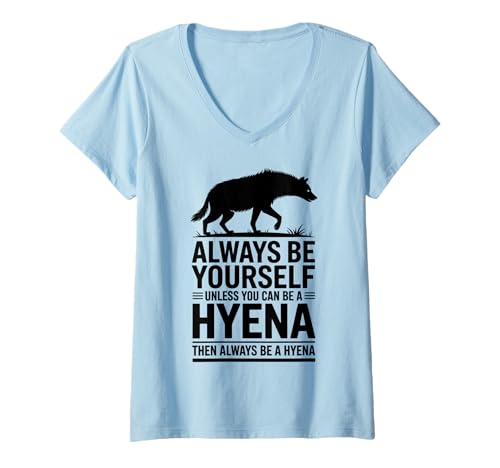 Damen Hyena Lustige Hyäne T-Shirt mit V-Ausschnitt Damen Hyena Lustige Hyäne T-Shirt mit V-Ausschnitt von Cool Hyenas Funny Hyena Designs