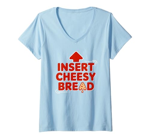 Damen Lustiger Einsatz Käsebrot Käse Liebhaber cool T-Shirt mit V-Ausschnitt von Cool Insert Cheesy Bread Foodie Lover Tee Co.