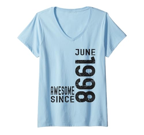 Damen Awesome Since Juni 1998, Born In 1998 Juni Birthday T-Shirt mit V-Ausschnitt Damen Awesome Since Juni 1998, Born In 1998 Juni Birthday T-Shirt mit V-Ausschnitt von Cool June Birthday Apparel For Men & Women