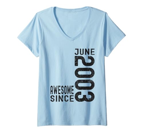 Damen Awesome Since Juni 2003, Born In 2003 Juni Birthday T-Shirt mit V-Ausschnitt Damen Awesome Since Juni 2003, Born In 2003 Juni Birthday T-Shirt mit V-Ausschnitt von Cool June Birthday Apparel For Men & Women