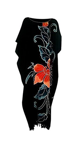 Cool Kaftans - Atemberaubender Strand Kaftan Orchidee Schwarz Sehr Weicher Stoff von Cool Kaftans