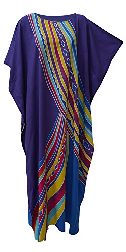 Cool Kaftans Aurora Atemberaubende Kaftan Caftan Buttersoft Beach Cover bis Lange Coole Kleid Plus Damen Robe (Freesize Fits UK 8 to 34, Purple/Blue) von Cool Kaftans
