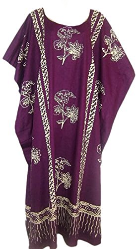 Cool Kaftans Java Bedrückte Baumwolle Strandkaftan Kaftankleid Einheitsgröße Übergröße Damen Hand Made Batik Strand - Übergöße, Lila von Cool Kaftans