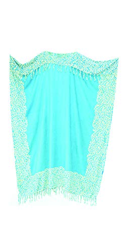 Cool Kaftans - Nia Damen Leopard Kaftan Stranbekleidung Batik Lang Fransen Loses Strandkleid - Eine Größe, Blau von Cool Kaftans