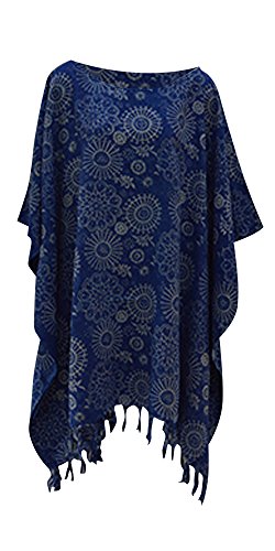 Embun Schneeflocke-Damen Kaftan Top T-Shirt Poncho Handmade Vibrant Große Frauen (Black) von Cool Kaftans