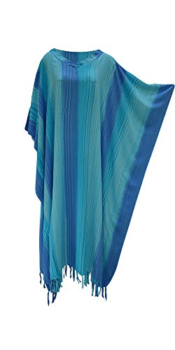 Stripey Damen Kaftan Lang ethnische handgemachte Vibrant Große Frauen Coole Streifen (Blue Blau) von Cool Kaftans