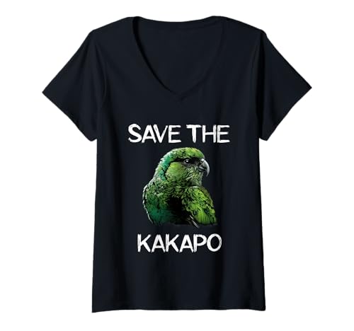 Damen Save The Kakapo Neuseeland Kakapo Papagei Kakapo Vogel T-Shirt mit V-Ausschnitt Damen Save The Kakapo Neuseeland Kakapo Papagei Kakapo Vogel T-Shirt mit V-Ausschnitt von Cool Kakapo Parrot Flightless Bird