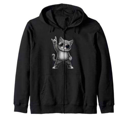 Retro Katze Rock Musik Männer Kinder Frauen Lustige Katze Kapuzenjacke von Cool Kat