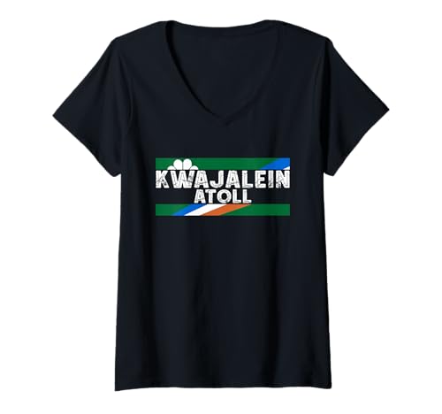 Damen Kwajalein Atoll Kwajalein Pride Vintage Kwajalein Flagge T-Shirt mit V-Ausschnitt von Cool Kwajalein Roots Kwajalein Atoll