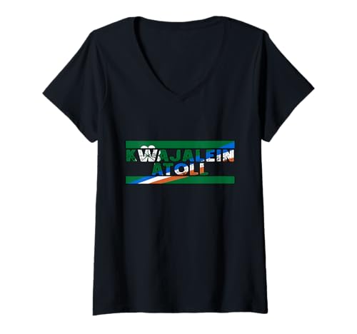 Damen Kwajalein Flagge Vintage Kwajalein Wurzeln Kwajalein Atoll T-Shirt mit V-Ausschnitt Damen Kwajalein Flagge Vintage Kwajalein Wurzeln Kwajalein Atoll T-Shirt mit V-Ausschnitt von Cool Kwajalein Roots Kwajalein Atoll