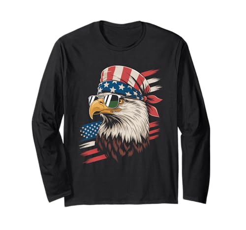 Lustiges Patriotisches Adler-Bandana, mexikanischer Stolz, USA, Damen, Herren Langarmshirt von Cool Latino Culture Mexican American Identity
