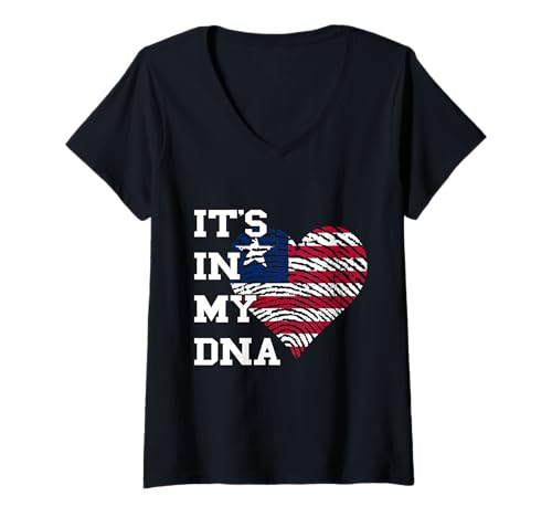Damen Liberia Heart It's In My DNA Liberian Pride Liberian Flag T-Shirt mit V-Ausschnitt Damen Liberia Heart It's In My DNA Liberian Pride Liberian Flag T-Shirt mit V-Ausschnitt von Cool Liberian Roots Liberia