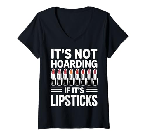 Damen Horten Lippenstifte Lustiger Lippenstift T-Shirt mit V-Ausschnitt von Cool Lipsticks Funny Lipstick Lover Design