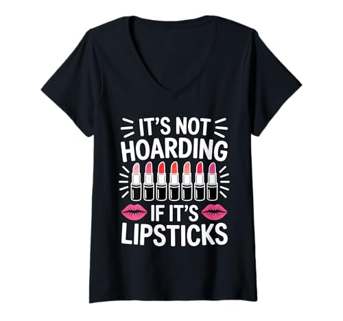 Damen Horten Lippenstifte Lustiger Lippenstift T-Shirt mit V-Ausschnitt Damen Horten Lippenstifte Lustiger Lippenstift T-Shirt mit V-Ausschnitt von Cool Lipsticks Funny Lipstick Lover Designs