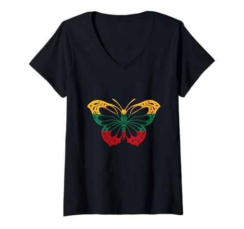 Damen Litauische Wurzeln Schmetterling Litauen Flagge Litauischer Stolz T-Shirt mit V-Ausschnitt Damen Litauische Wurzeln Schmetterling Litauen Flagge Litauischer Stolz T-Shirt mit V-Ausschnitt von Cool Lithuanian Roots Lithuania