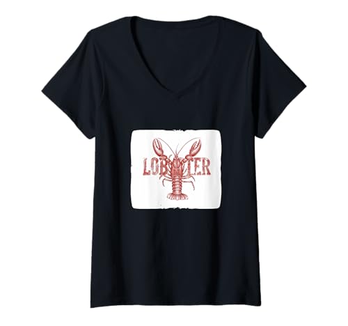 Damen Lustiges rotes Krebstier-Kostüm für Hummer-Liebhaber T-Shirt mit V-Ausschnitt von Cool Lobster