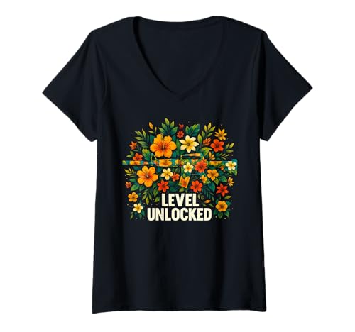 Damen Sommer M4A1 Blumen Waffe für den Strand Gamer Zocker Vibes T-Shirt mit V-Ausschnitt Damen Sommer M4A1 Blumen Waffe für den Strand Gamer Zocker Vibes T-Shirt mit V-Ausschnitt von Cool M4A1 Summer Flower Weapon Zocker Gamer Man