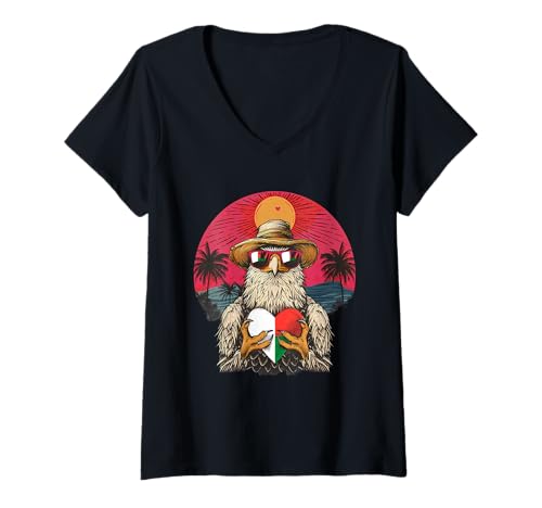 Damen Madagaskar Adler Herz Sonnenuntergang madagassische Wurzeln Madagaskar Flagge T-Shirt mit V-Ausschnitt von Cool Malagasy Roots Madagascar