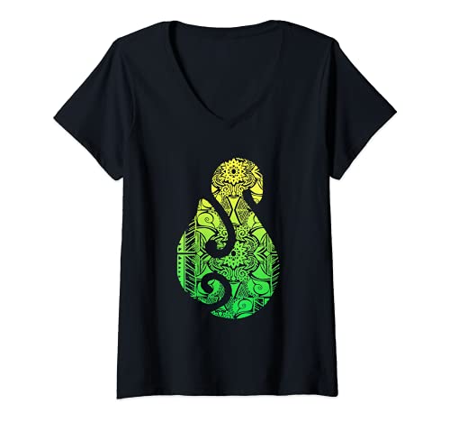 Damen Maori Hook Polynesian New Zealand Culture Tattoo T-Shirt mit V-Ausschnitt Damen Maori Hook Polynesian New Zealand Culture Tattoo T-Shirt mit V-Ausschnitt von Cool Maori - Zealand - Tattoo Apparel & Gifts
