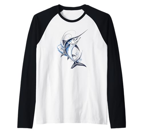 Tolles Schwertfisch-Outfit zum Angeln von Jungen und Mädchen Raglan von Cool Marlin Fish