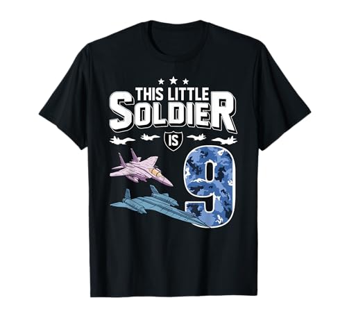 Dieser kleine Soldat ist 9 - Geburtstag, Kinder, Armee, Militär T-Shirt von Cool Military Alphabet Vehicles outfits