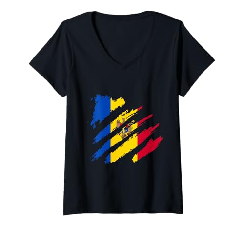 Damen Moldawische Flagge Klaue Moldawischer Stolz Moldawische Wurzeln Moldawien T-Shirt mit V-Ausschnitt Damen Moldawische Flagge Klaue Moldawischer Stolz Moldawische Wurzeln Moldawien T-Shirt mit V-Ausschnitt von Cool Moldovan Roots Moldova